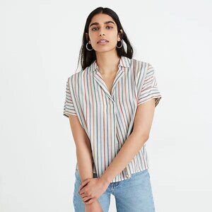 Madewell Park Popover Shirt in Rainbow Stripe